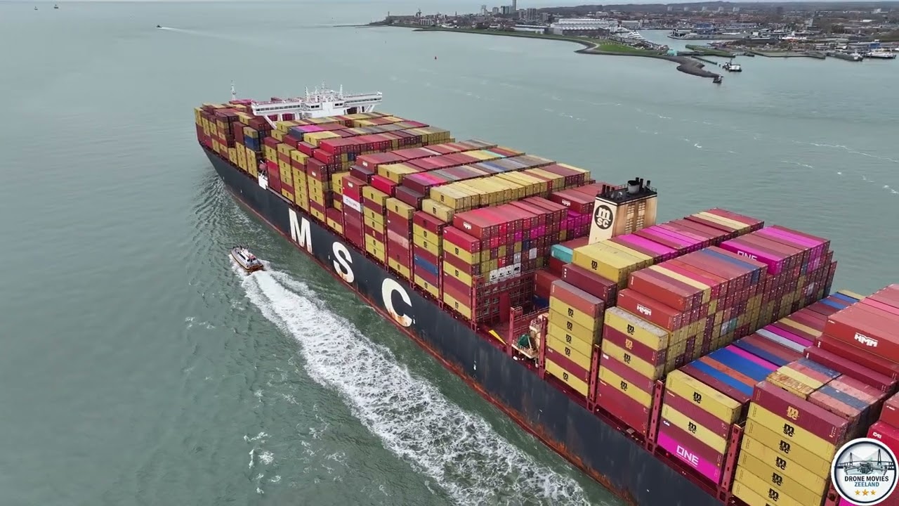 MSC Mirja on the Western Scheldt near Vlissingen