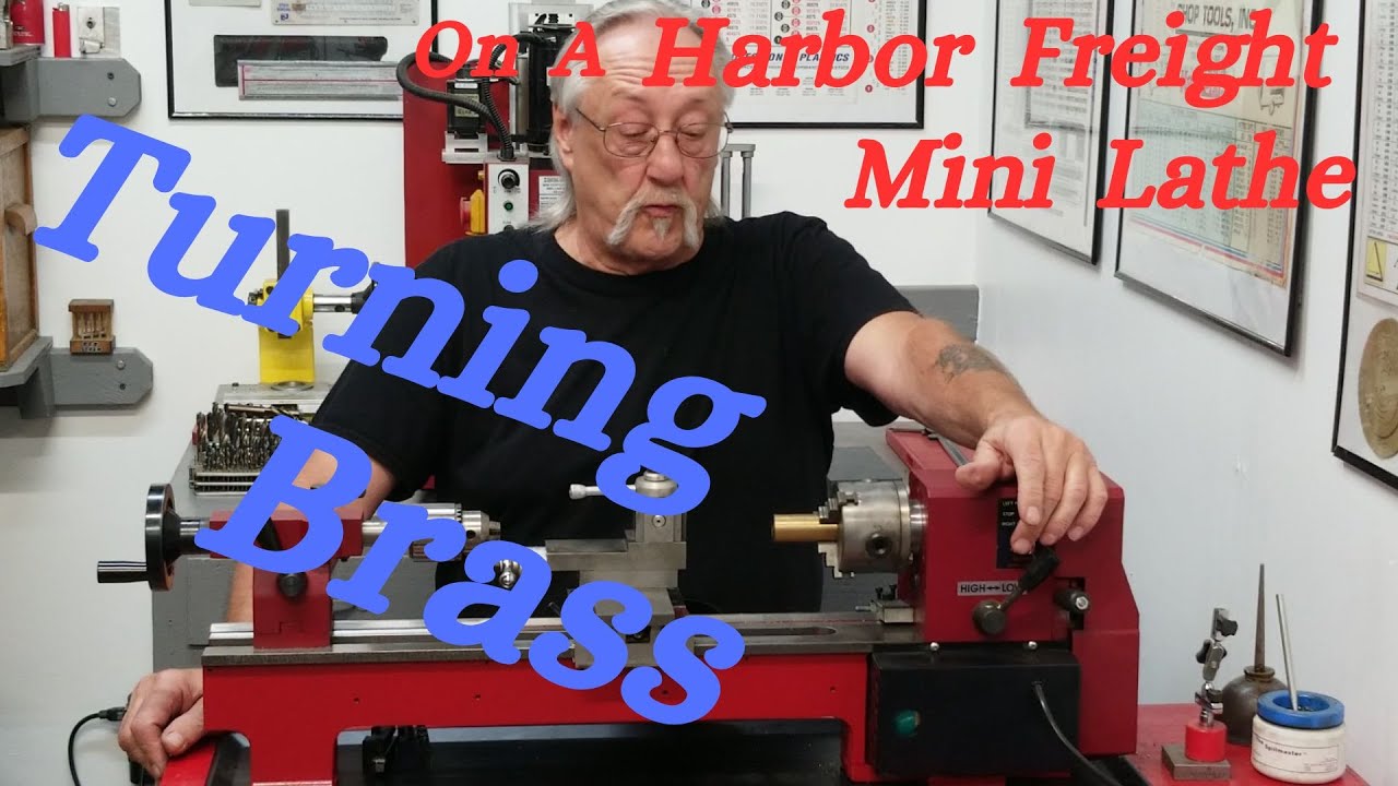 Токарная обработка латуни на мини-токаре Harbor Freight