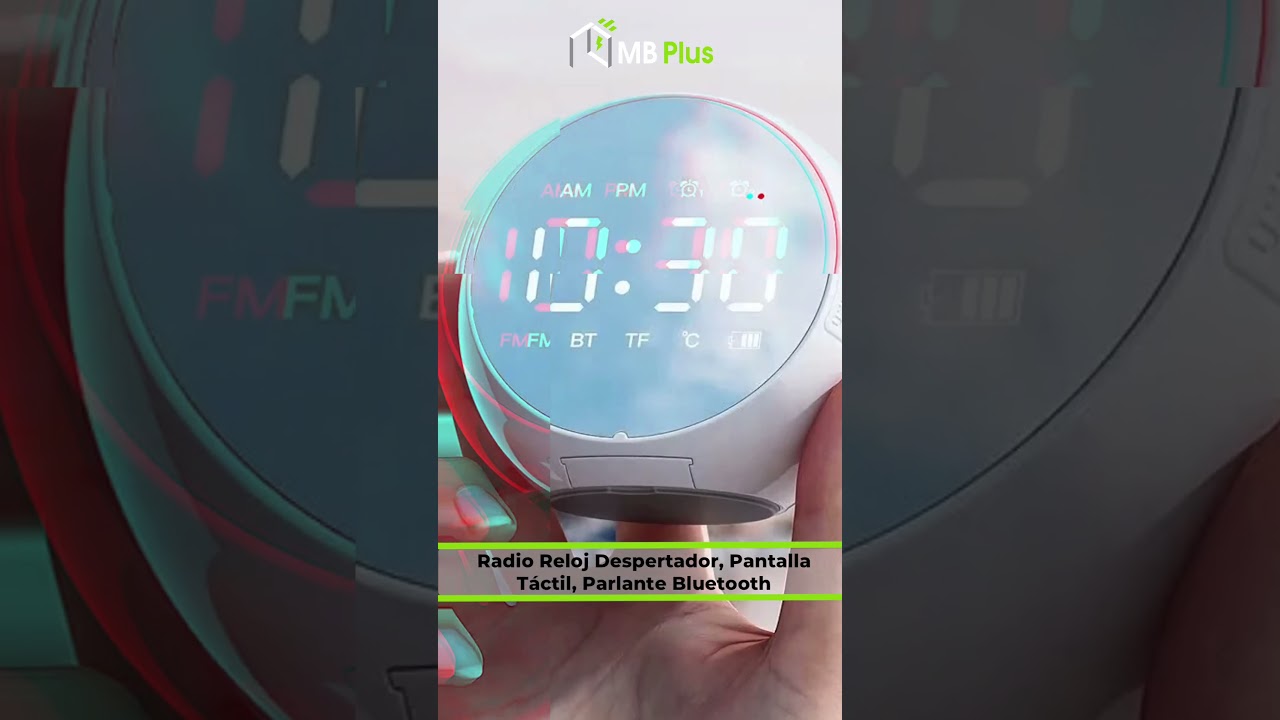 Radio Reloj Despertador, Pantalla Táctil Multifunción, Parlante Bluetooth