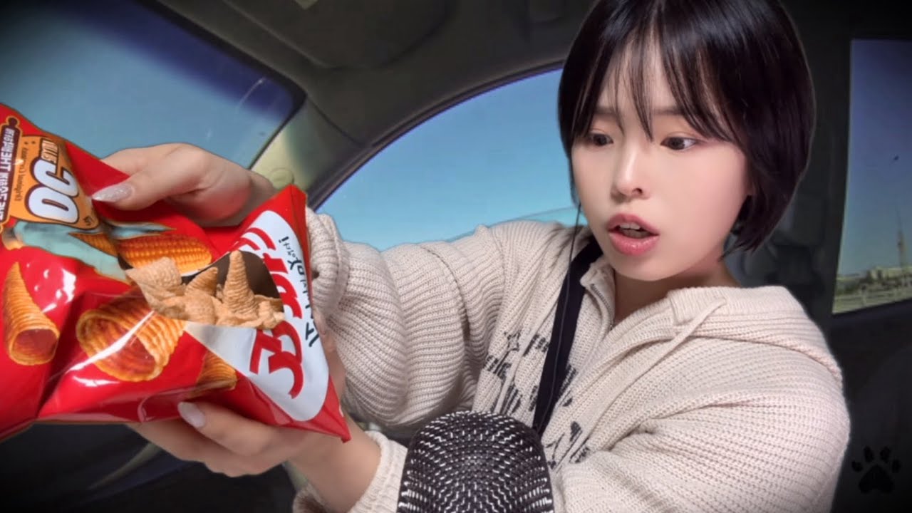구독자님, 차 안에서 과자 먹어도 돼여? ASMR