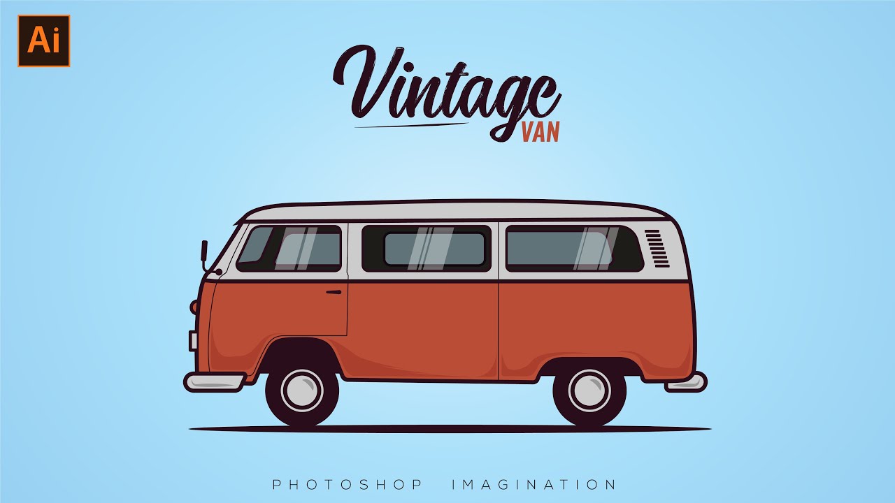 The Vintage Van Illustration - Adobe Illustrator Speedart