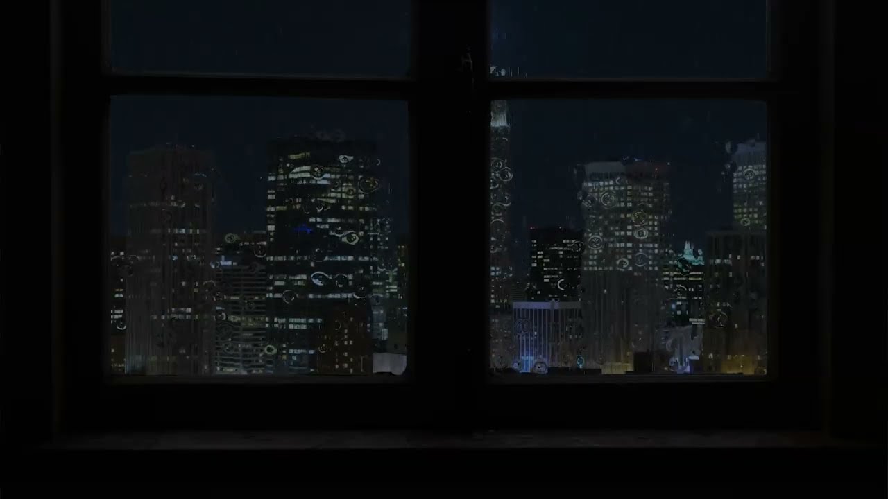 The beauty of the night through the rainy window - The rain will make you fall asleep early