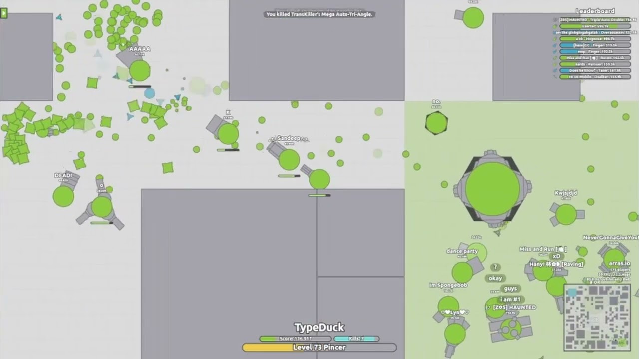 Arms Race Highlights: 1M with the Pincer  (Arras.io)