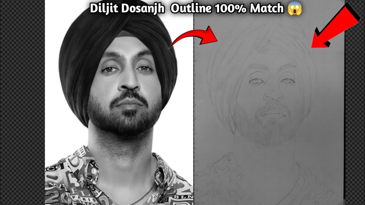 Diljit Dosanjh Sketch Outline Timelapse ✍️🔥 | Realistic Drawing Start to Finish #DiljitDosanjh #art 