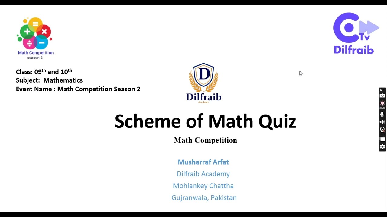 Math Quiz Competition  Scheme  For 9th & 10th  #dilfraib #dilfraib___Chattha #musharraf