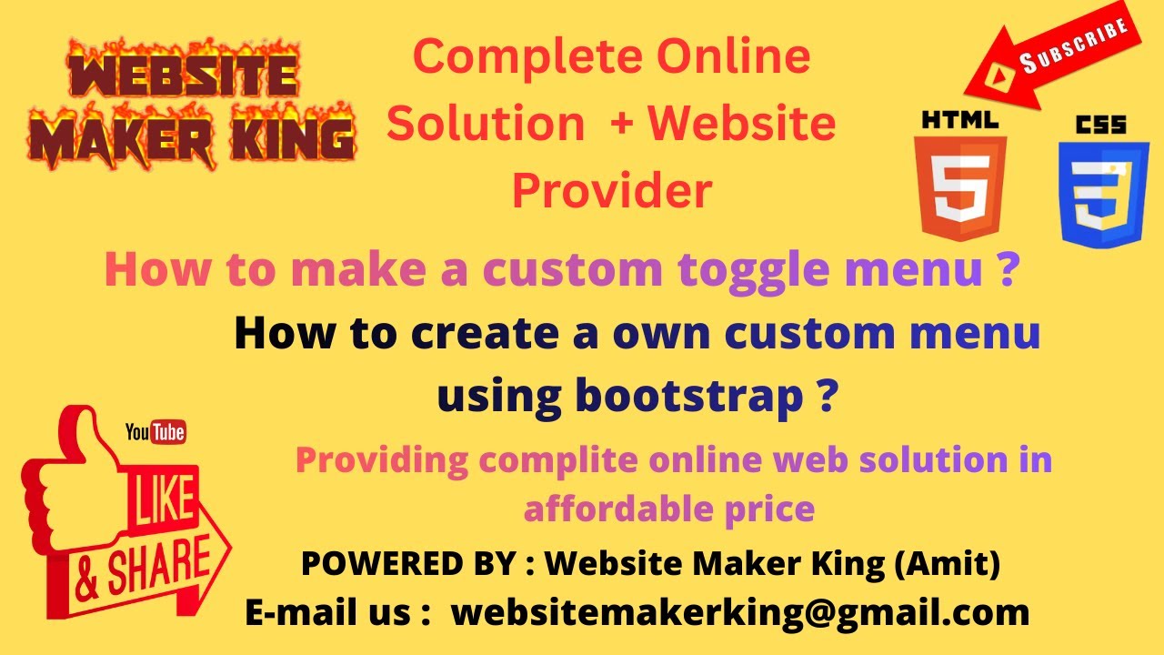 How to make a custom toggle menu ?  |  How to create a own custom menu using bootstrap ?