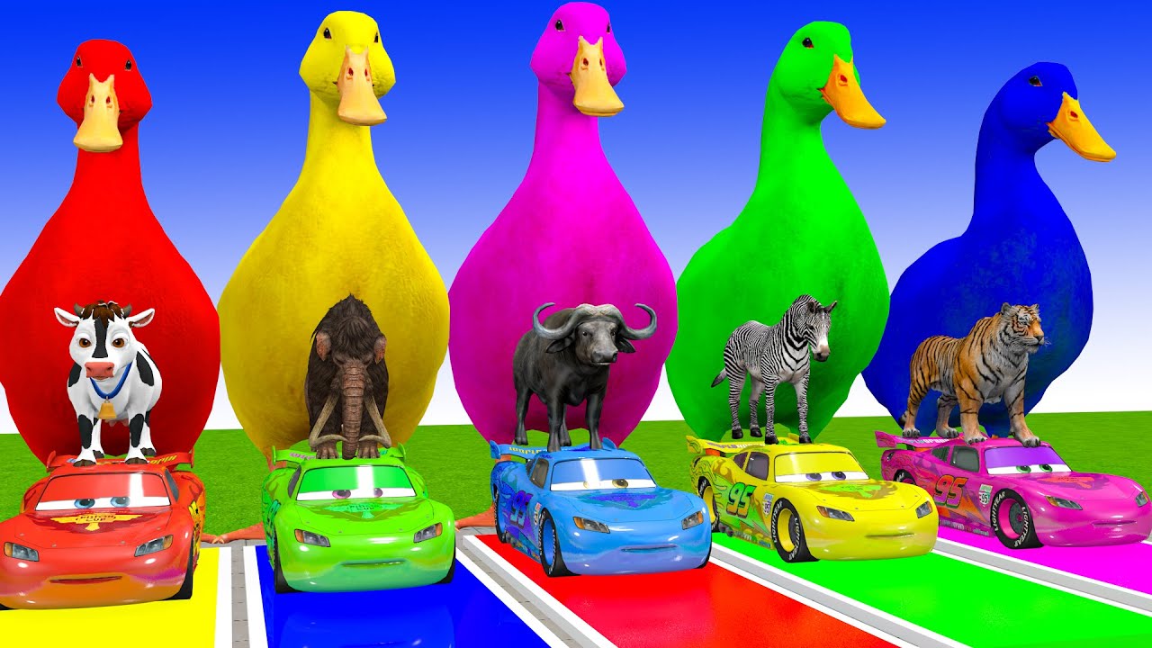 Long Slide Game With Cow Elephant Gorilla Hippopotamus Tiger 3d Animal Game Funny 3d Animals