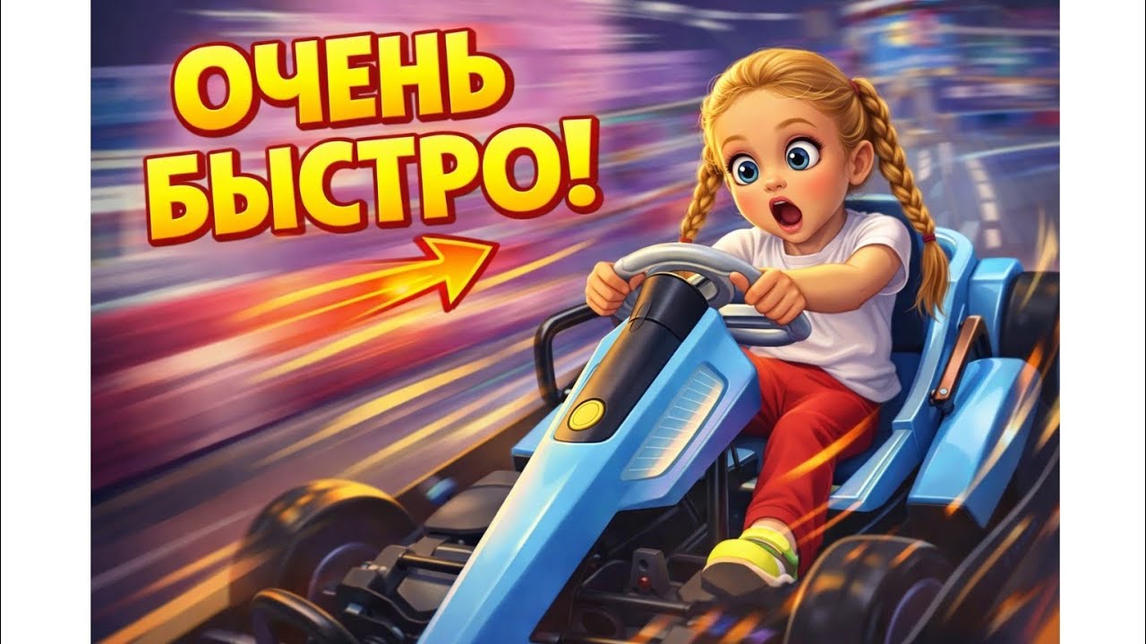 Беатрис впервые на картинге 🏎️ Очень быстро!