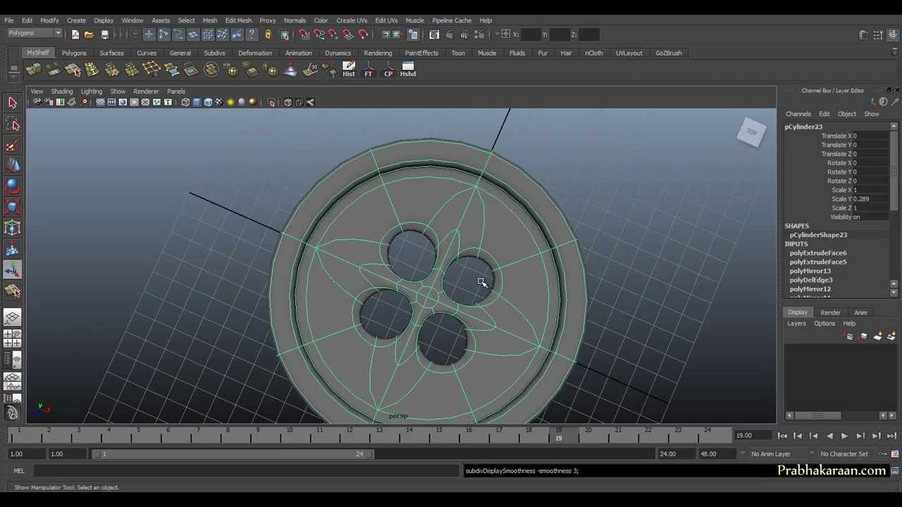Modelling button and Making holes in Maya (no Booleans)