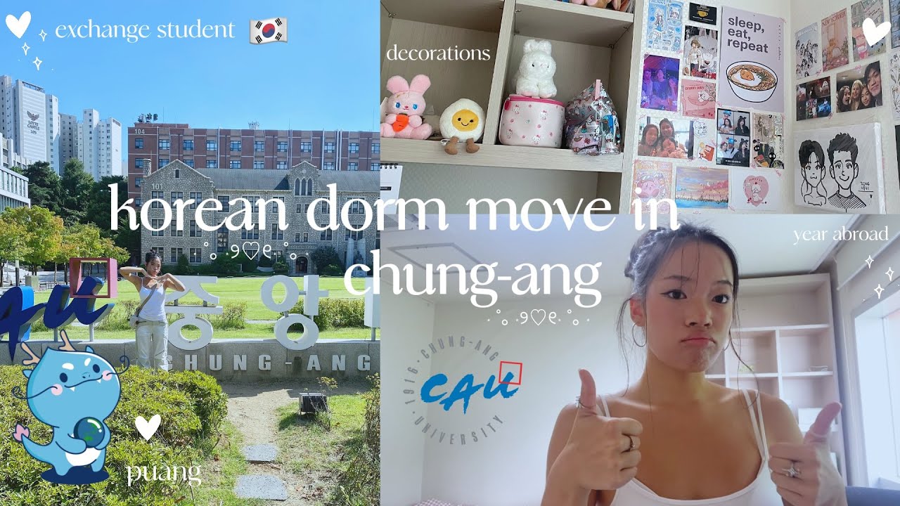 dorm move in at chung ang uni 🇰🇷🛏📦 unpacking, orientation, convenience store etc.