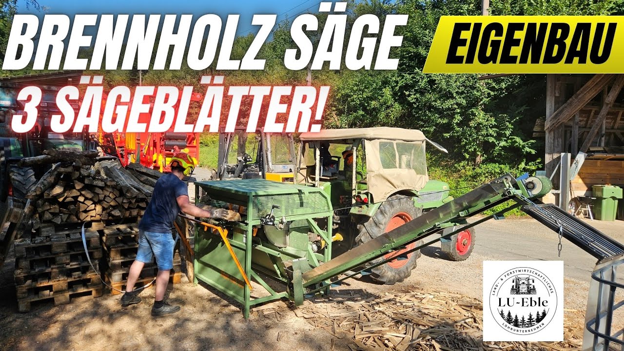 Brennholz Säge Eigenbau mit 3 Sägeblätter! Wanja führt uns seine Säge vor