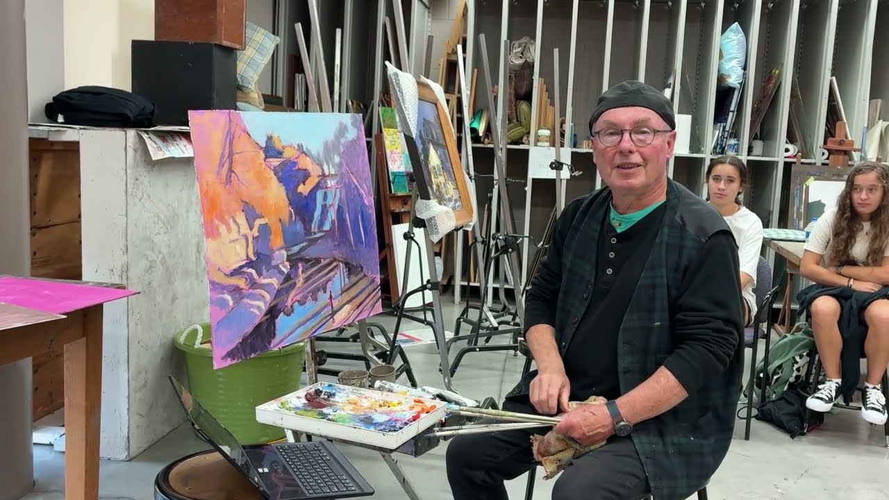 Ithaca Falls  Oil painting demo-  at The CommonwealthUniv. of PA at Mansfield, PA - Brian Keeler