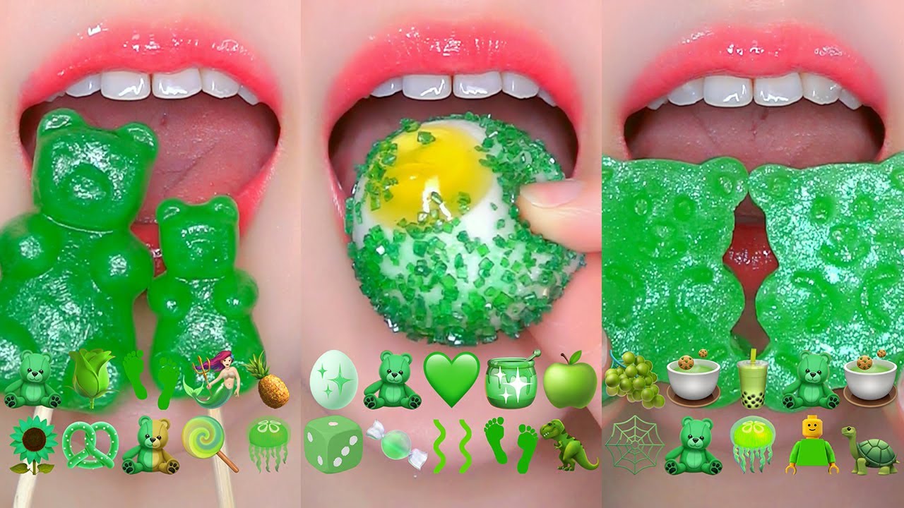 ASMR GREEN DESSERTS EMOJI FOOD CHALLENGE 💚 초록색 이모지 먹방 모음집 EATING SOUNDS MUKBANG