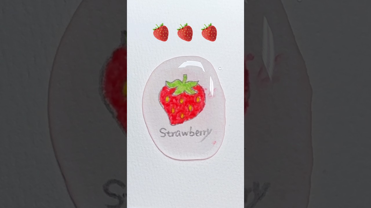 Easy drawing yummy Strawberry 🍓 but in water kids easy art #easydrawing #drawing #kids #strawberry