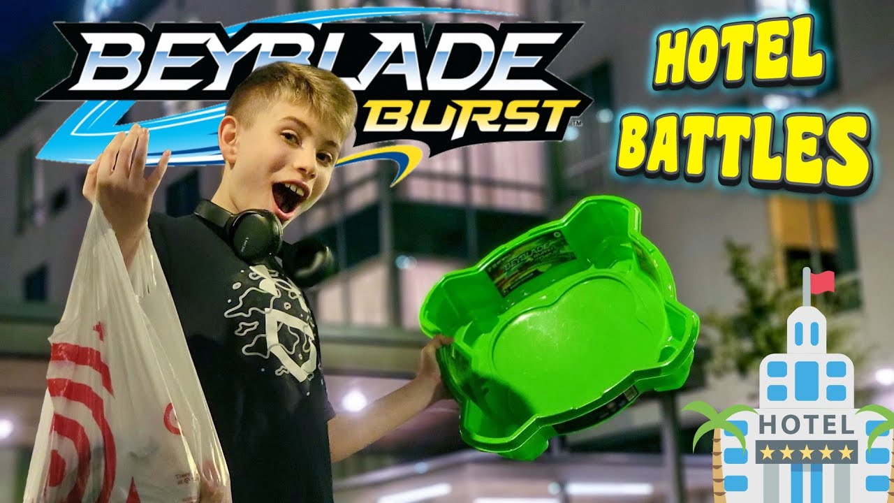 Beyblade Burst Vlog Going to Disney - Blind Bag Pick Battles at Hotel & Playing Beyblade Burst App