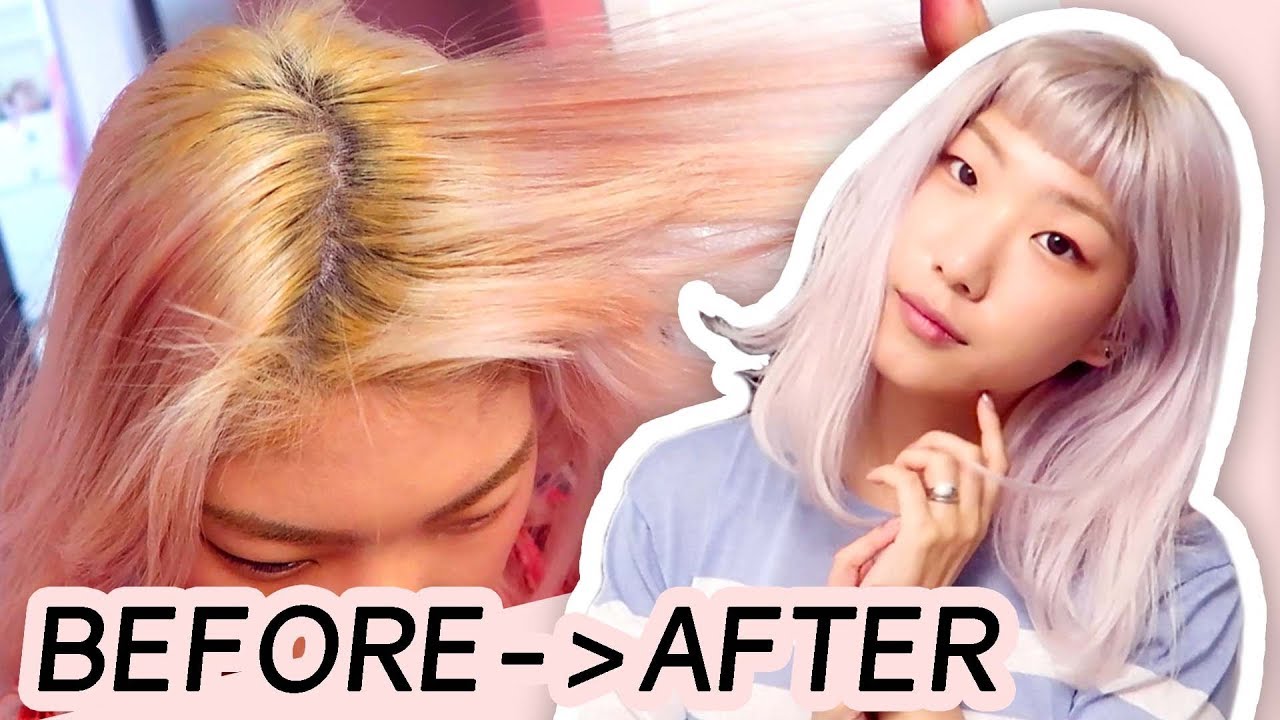 Toning my hair from yellow pink to platinum blonde