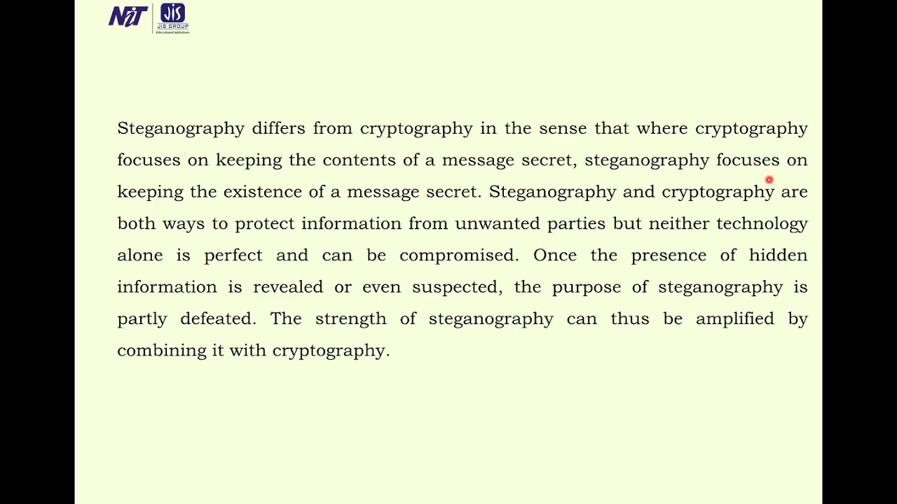 Security in Digital Image Processing : Steganography, Module V Lecture 8 EC 605C