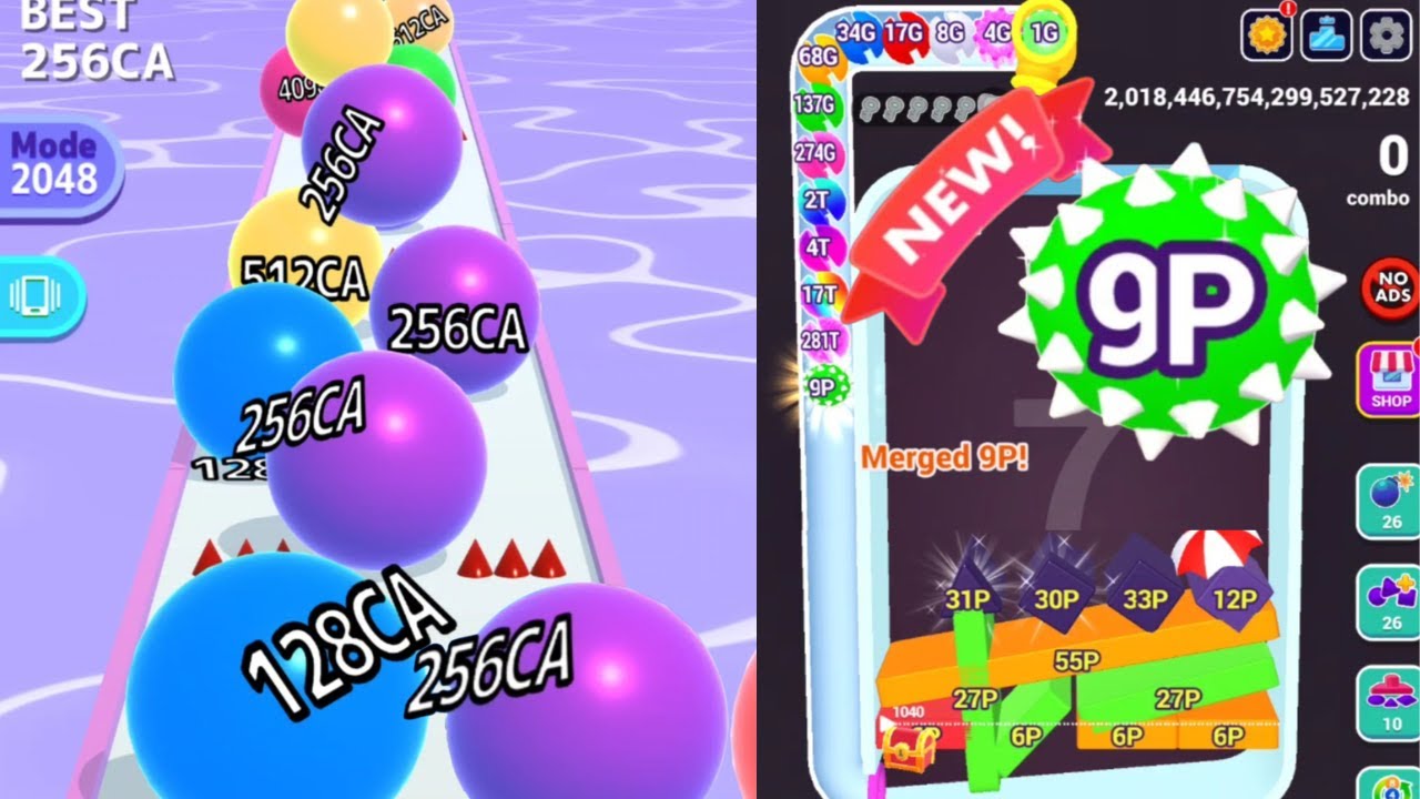 Ball Run 2048 Infinity Mode [256CA no boundaries] | Bounce Merge 3D [ 9P High Score ]  #ballgamezone