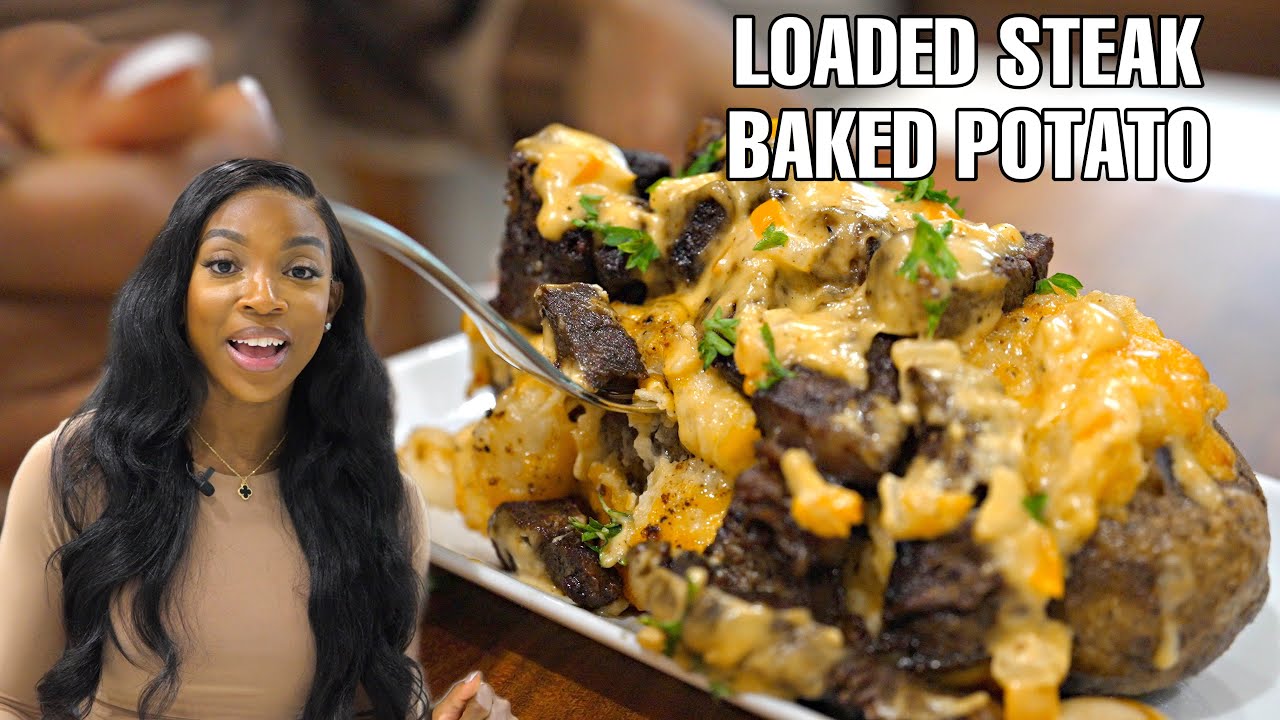 World BEST Loaded Garlic Butter Steak Baked Potatoes