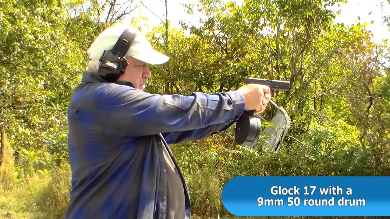 Glock 17 with 9mm 50 round drum - TS Guns