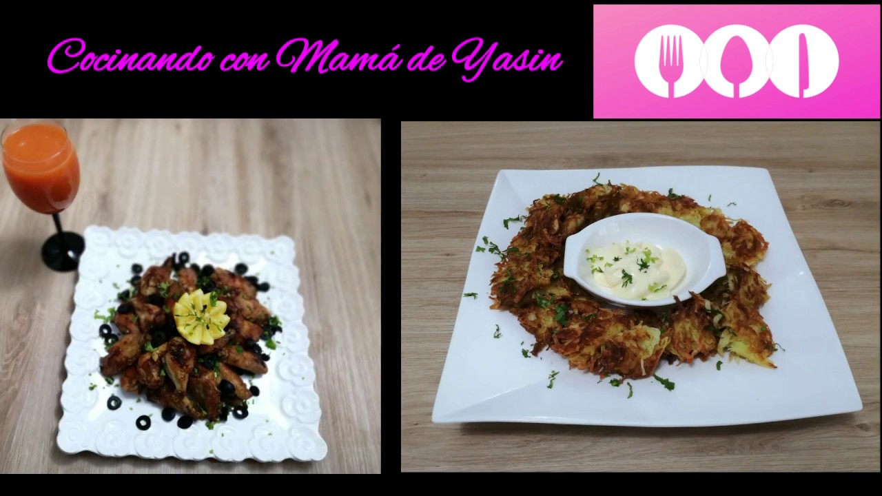 Alitas de Pollo y Patatas Ralladas