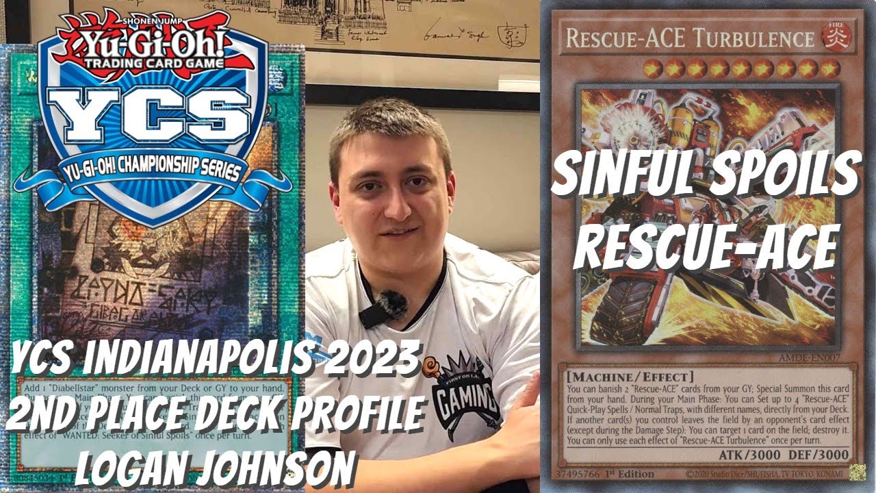 Профиль колоды Yugioh YCS Indianapolis 2023, 2-е место — Sinful Spoils Rescue Ace — Логан Джонсон