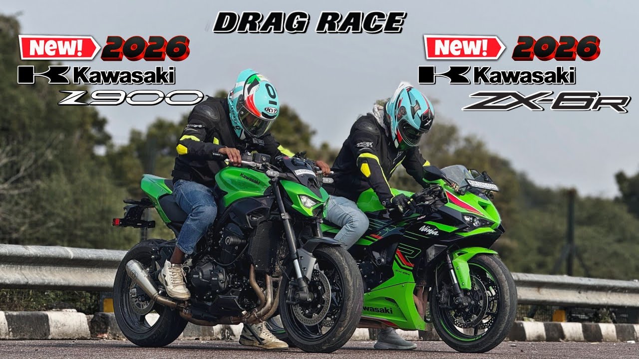 2026 Kawasaki ZX6R VS 2026 kawasaki Z900.|| Drag Race comparison.🔥|| zx10R,6r and z900 Full throttle