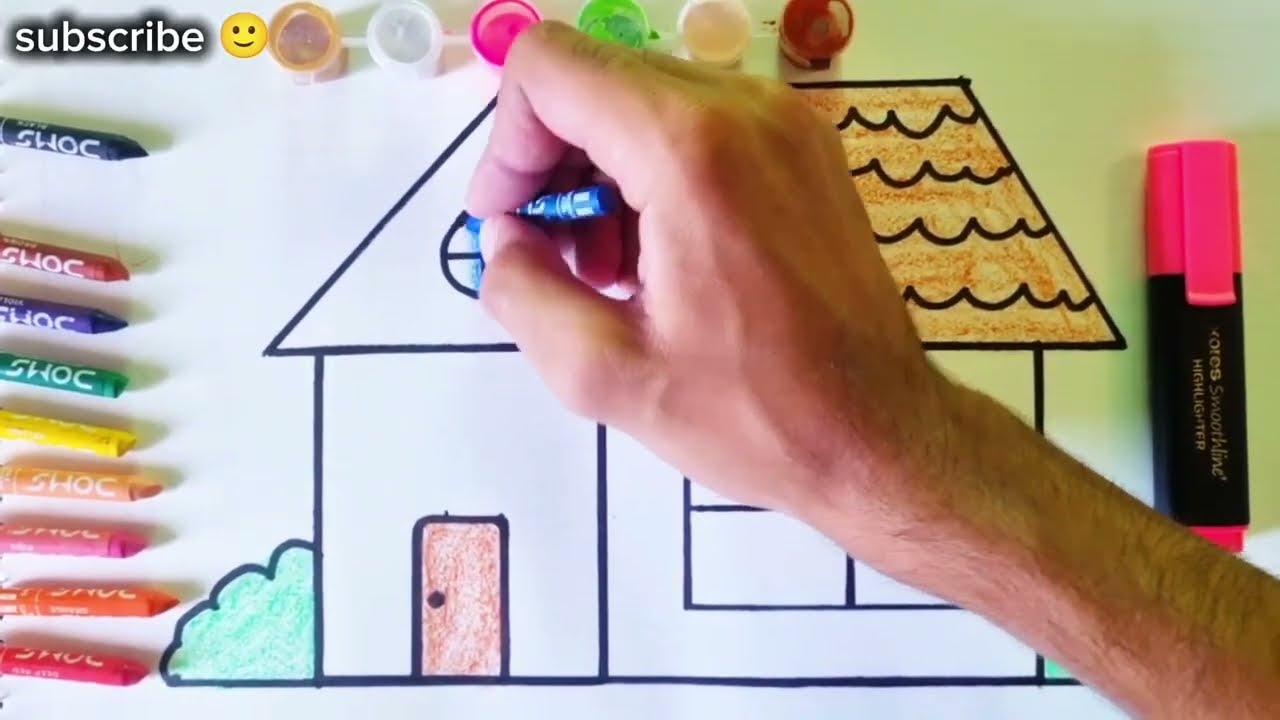 Cute Home Drawing for Kids | Easy House Drawing for Small Kids | Drawing Class