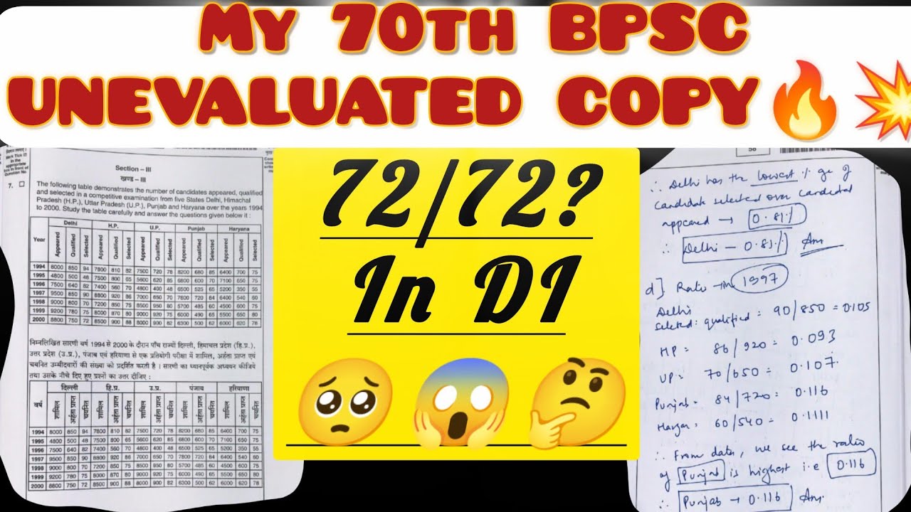 🔥70th BPSC MAINS UNEVALUATED COPY🤒 | 🤔