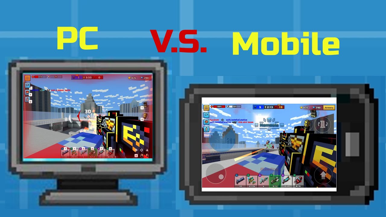 Pixel Gun 3D 3 Cat Spam on PC V.S. Mobile