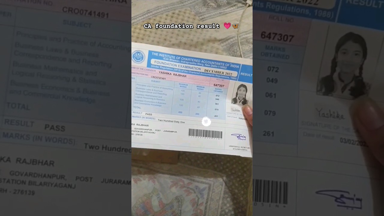 CA foundation result 💗 || cleared in 1st attempt 🥴 #ca #cafoundation #cainter #minivlog #cafinal