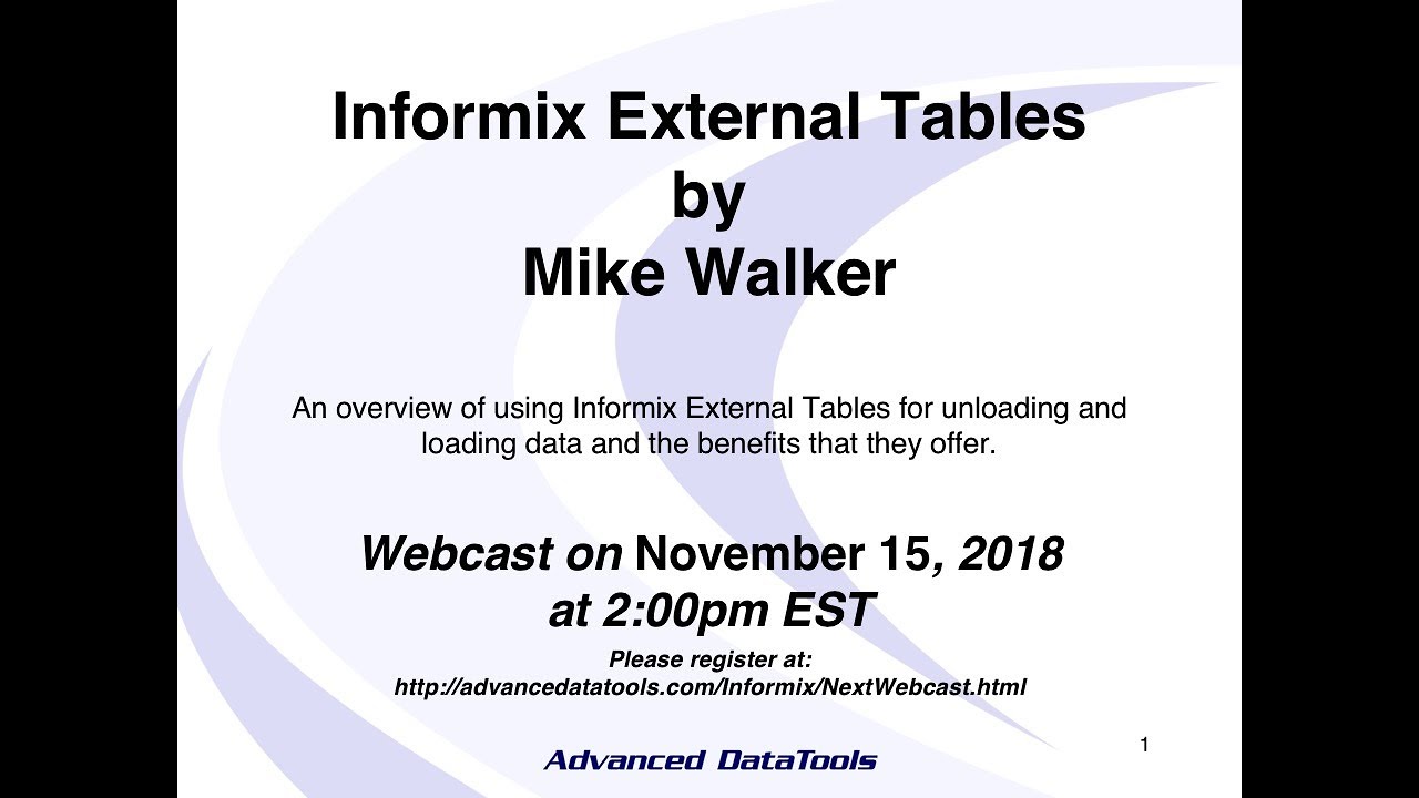 Informix External Tables by Mike Walker