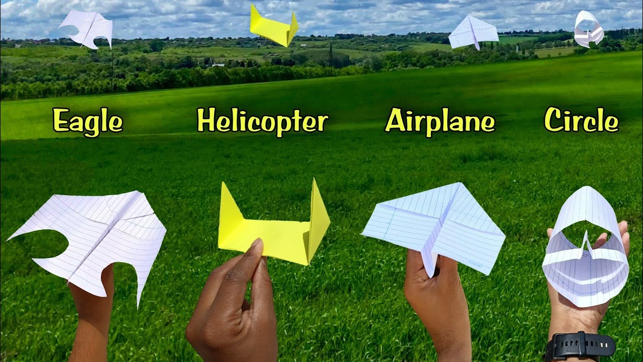 best 4 flying plane helicopter, paper airplane flying, how to make 4 notebook plane, origami plane,