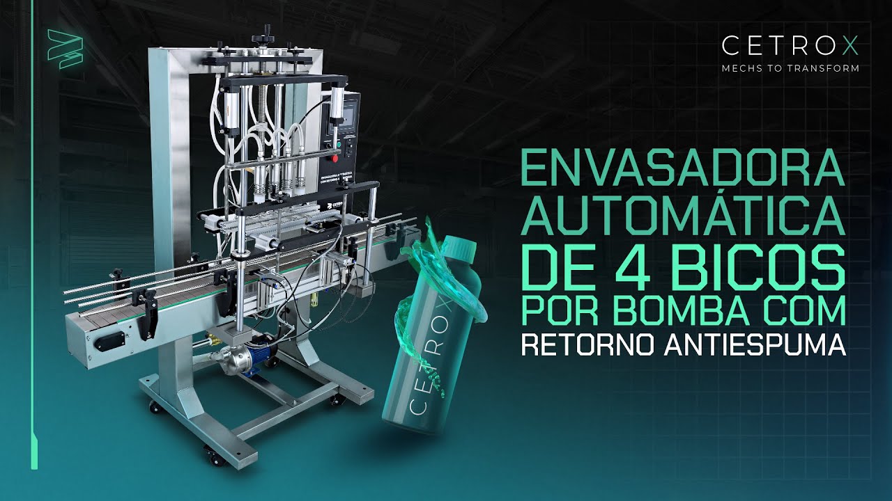 Envasadora Autom&aacute;tica de 4 Bicos por Bomba com Retorno Antiespuma em Inox 316 CAFM GP-5000 4NAF