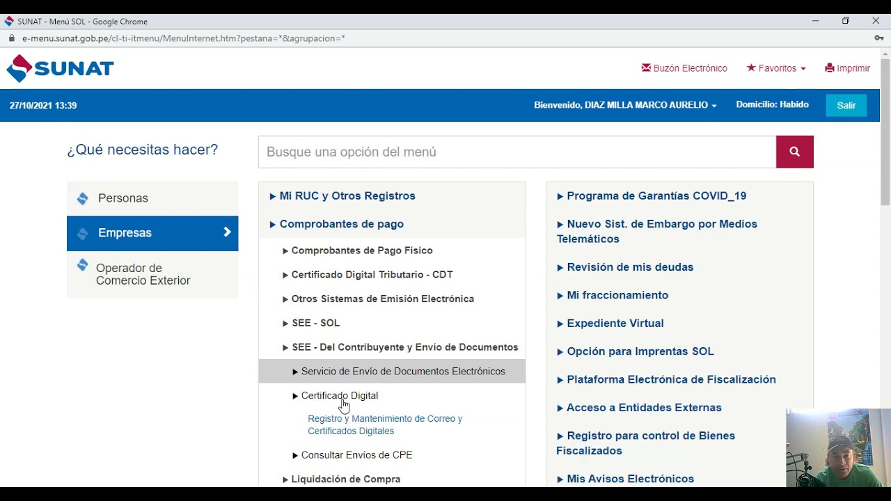 Tramite de certificado digital tributario SUNAT