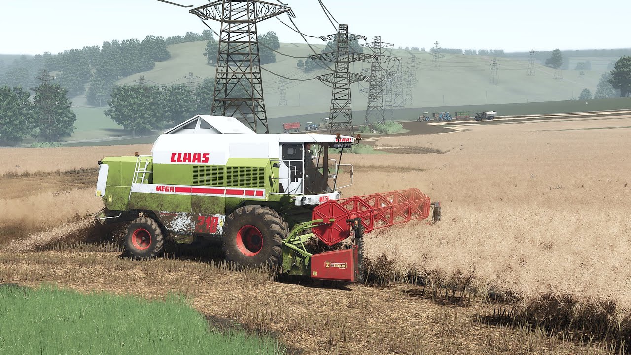 Claas Mega 218, GAZ 3307 Rape harvesting Farming Simulator 25