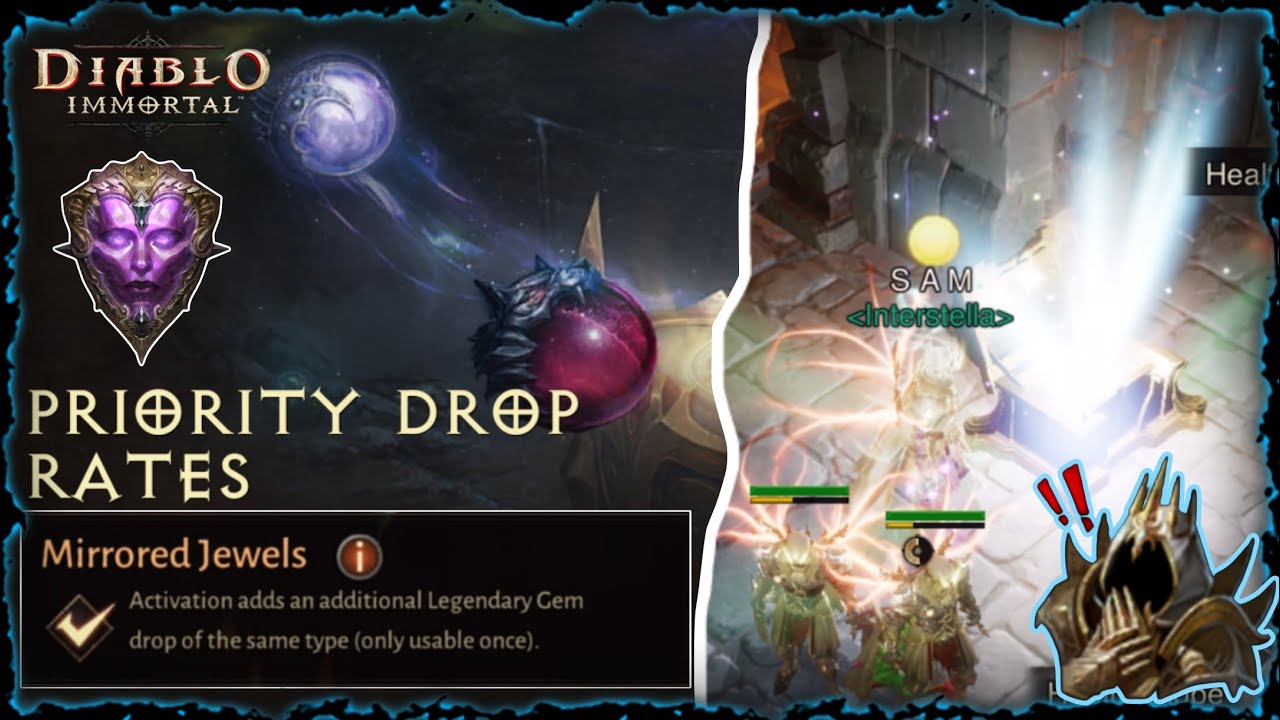 Legendary Gem Pool Priority Drop Rates x Mirrored Jewel Legendary Crest Run | Diablo Immortal