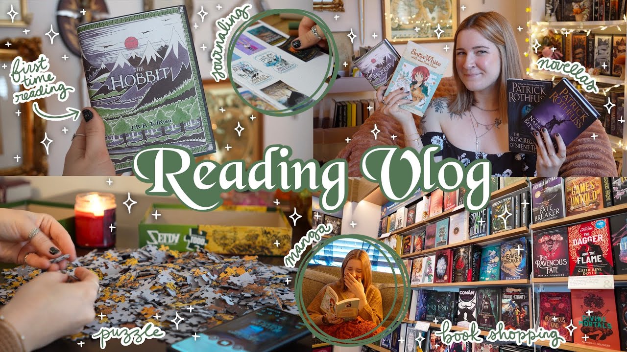 READING VLOG | reading the hobbit for the first time, rothfuss novellas and book shopping ⛰️🍃