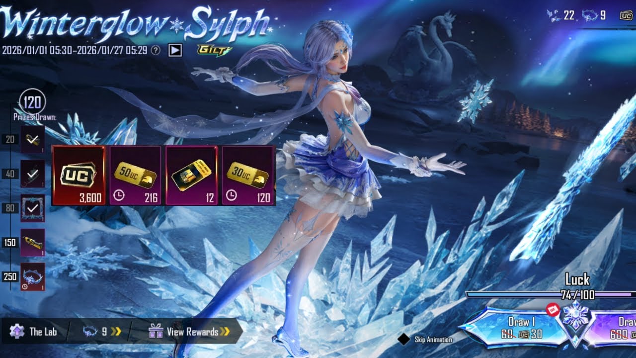 Winterglow Sylph Crate Opening with 10 Uc spin Bgmi | Collection level Max
