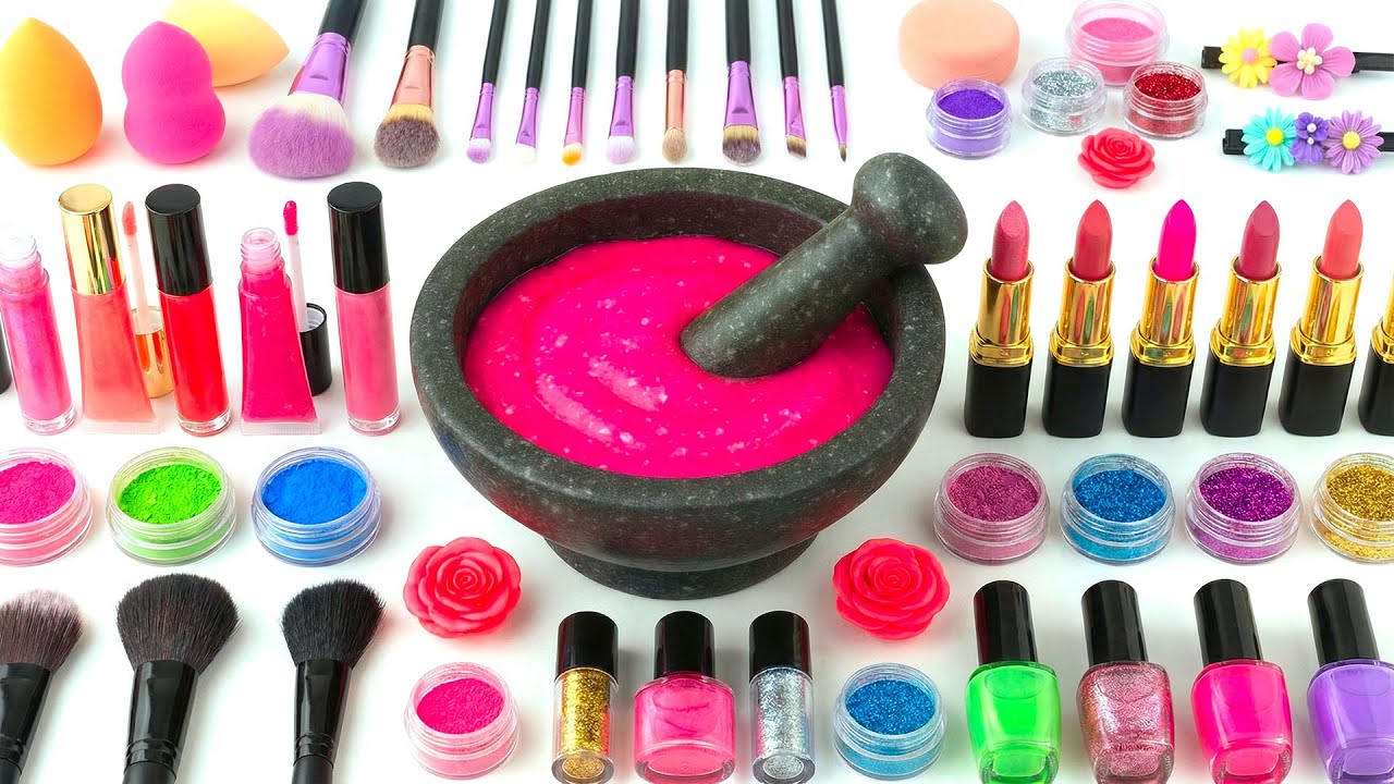 ASMR Slime Video | DIY Rainbow Slime with Cosmetics and Eyeshadow
