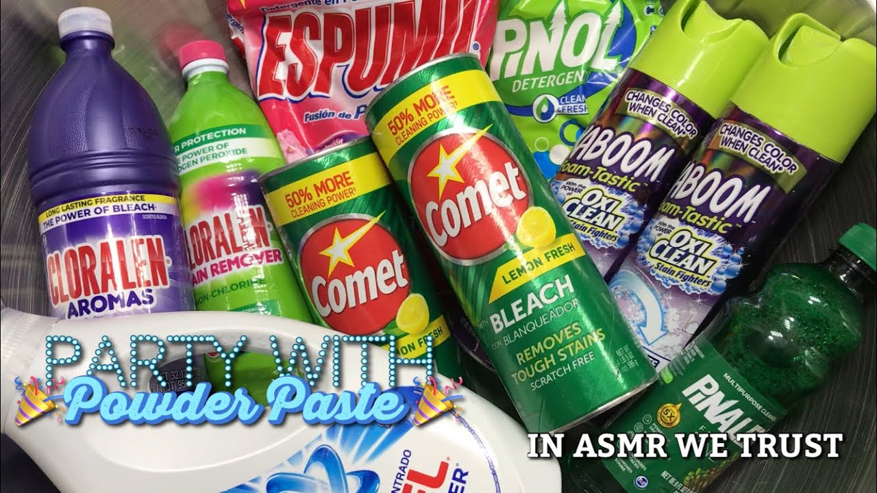 ASMR 🎉 Bleach Reaction with Cloralen, Pinalen, Kaboom, Ty-D-Bol, Pinol, Lemon Comet, & Espumil