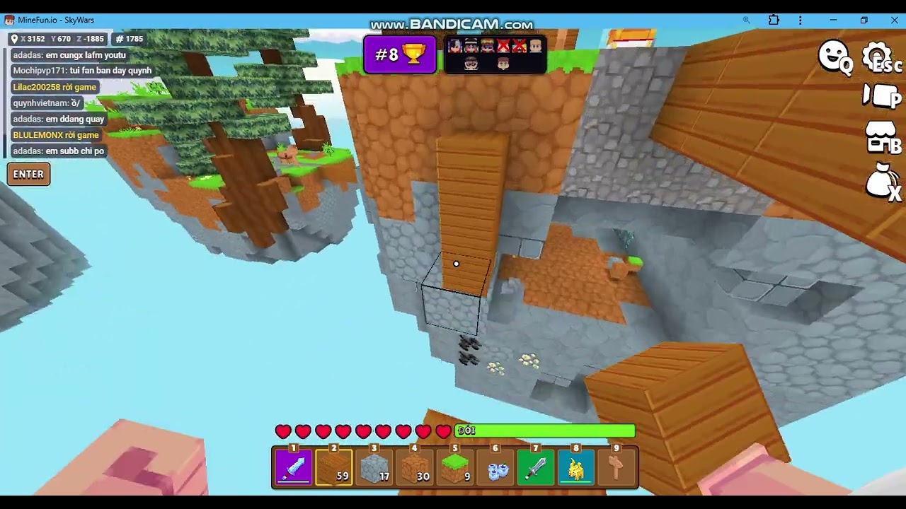 Minefun.io Sky wars gặp fan ^^