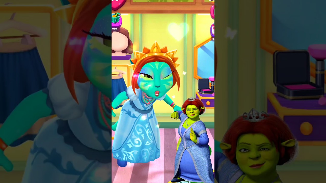 My Talking Angela 2💚💙 Mekover Shrek & princessfiona #gameplay #angela #shortsvideo #viral