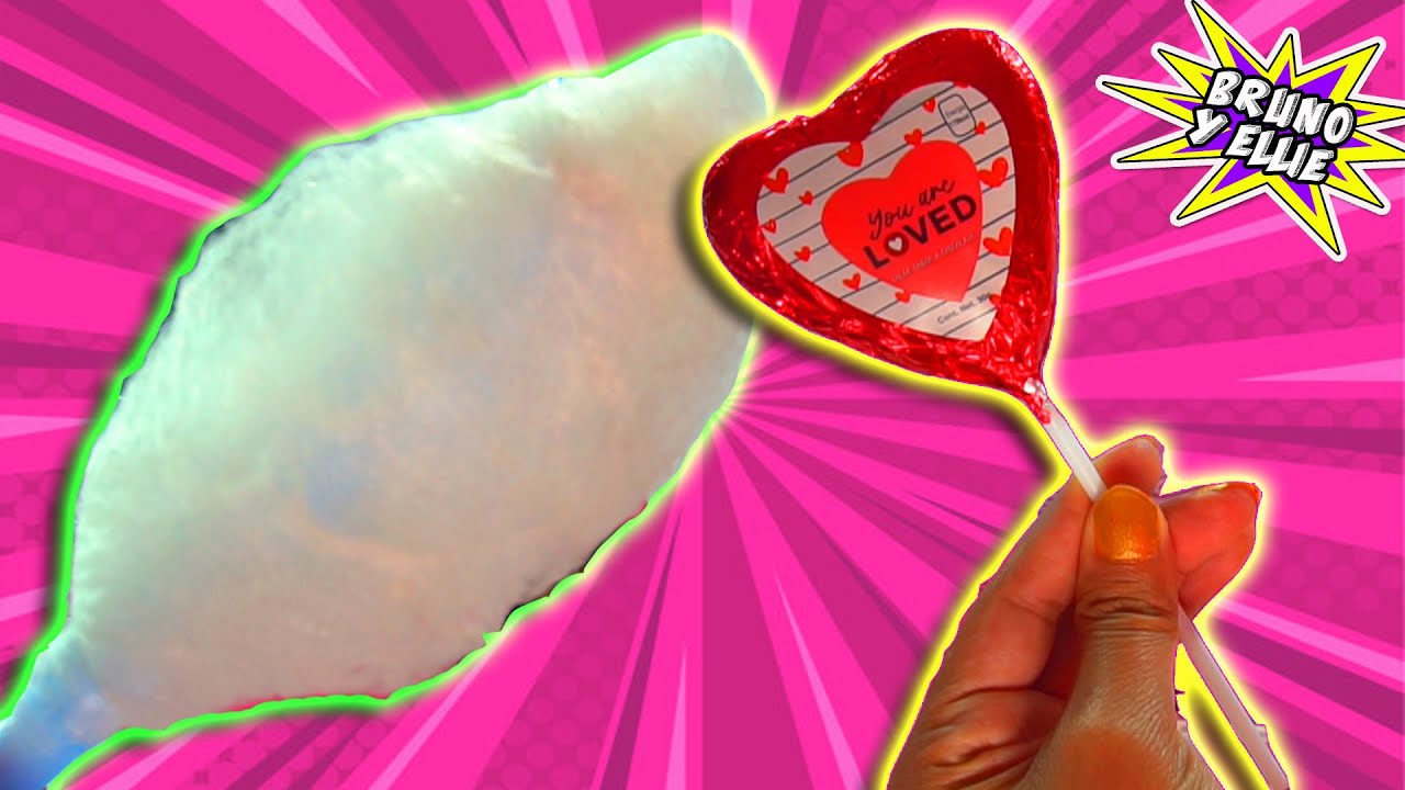 Haciendo Algodón de Azúcar con dulces de San Valentin - Bruno y Ellie