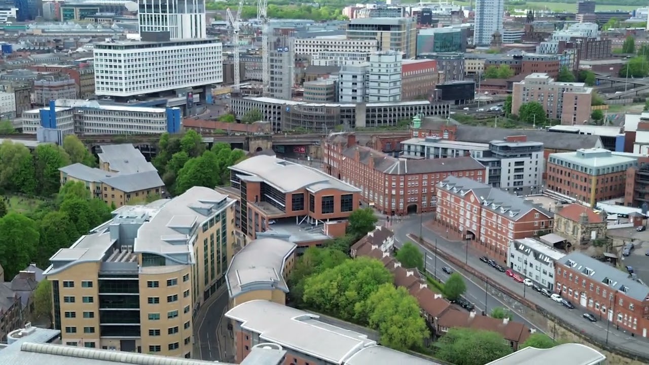 Drone footage of Newcastle Quayside, Including Millennium Bridge, Tyne Bridge & Swing Bridge May 25