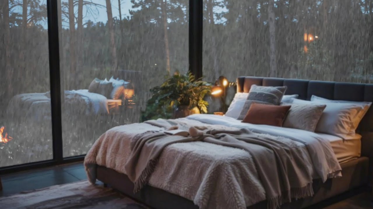 Rain Sounds For Sleeping - 99% Instantly Fall Asleep With Rain Sound outside the window At Night #66