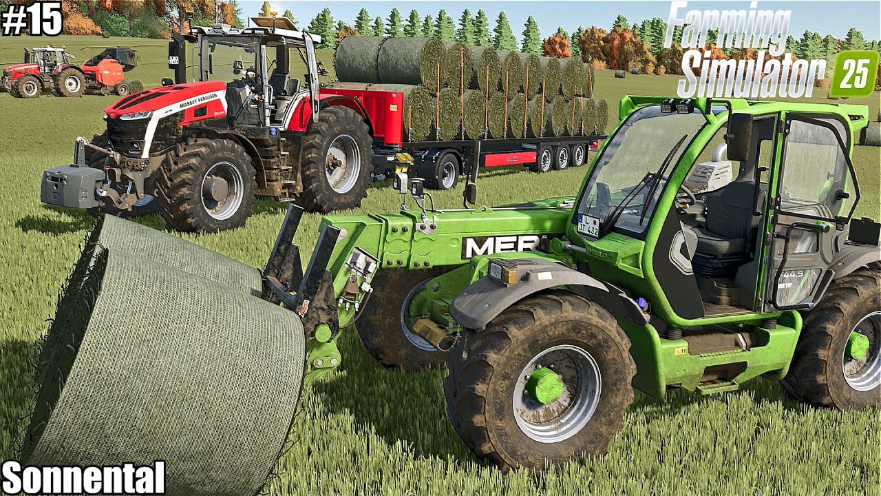 BALING & LOADING GRASS BALES, HARVESTING CORN│Sonnental│FS 25│15