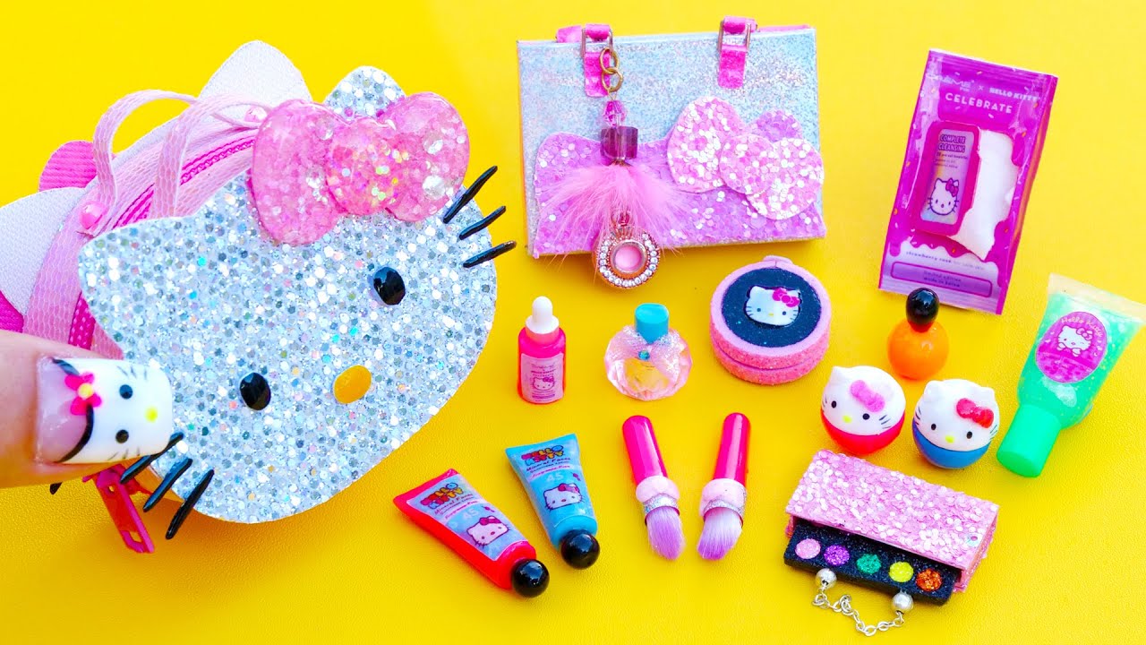15 DIY Miniature Hello Kitty Cosmetics ~ Lipstick, Eyeshadow Palette, Makeup kit and more!