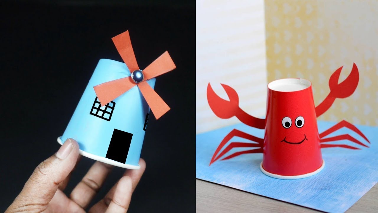 How to Make 5 Simple Paper Cup Crafts For Kids | Paper craft ideas