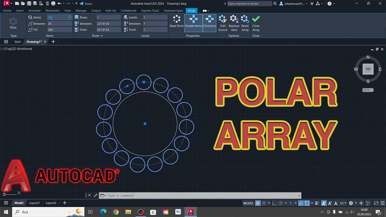 AutoCAD Dersleri -Polar Array (Çembersel Çoğaltma) | AutoCAD 2024 #autocad